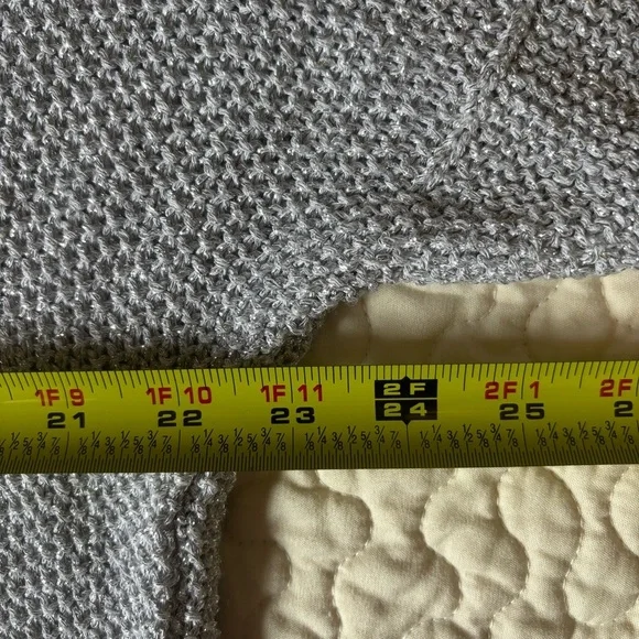 Brand Bazar Metallic Shimmer Knit Top Silver Holiday Sweater Sz M Made in Italy - Picture 11 of 11